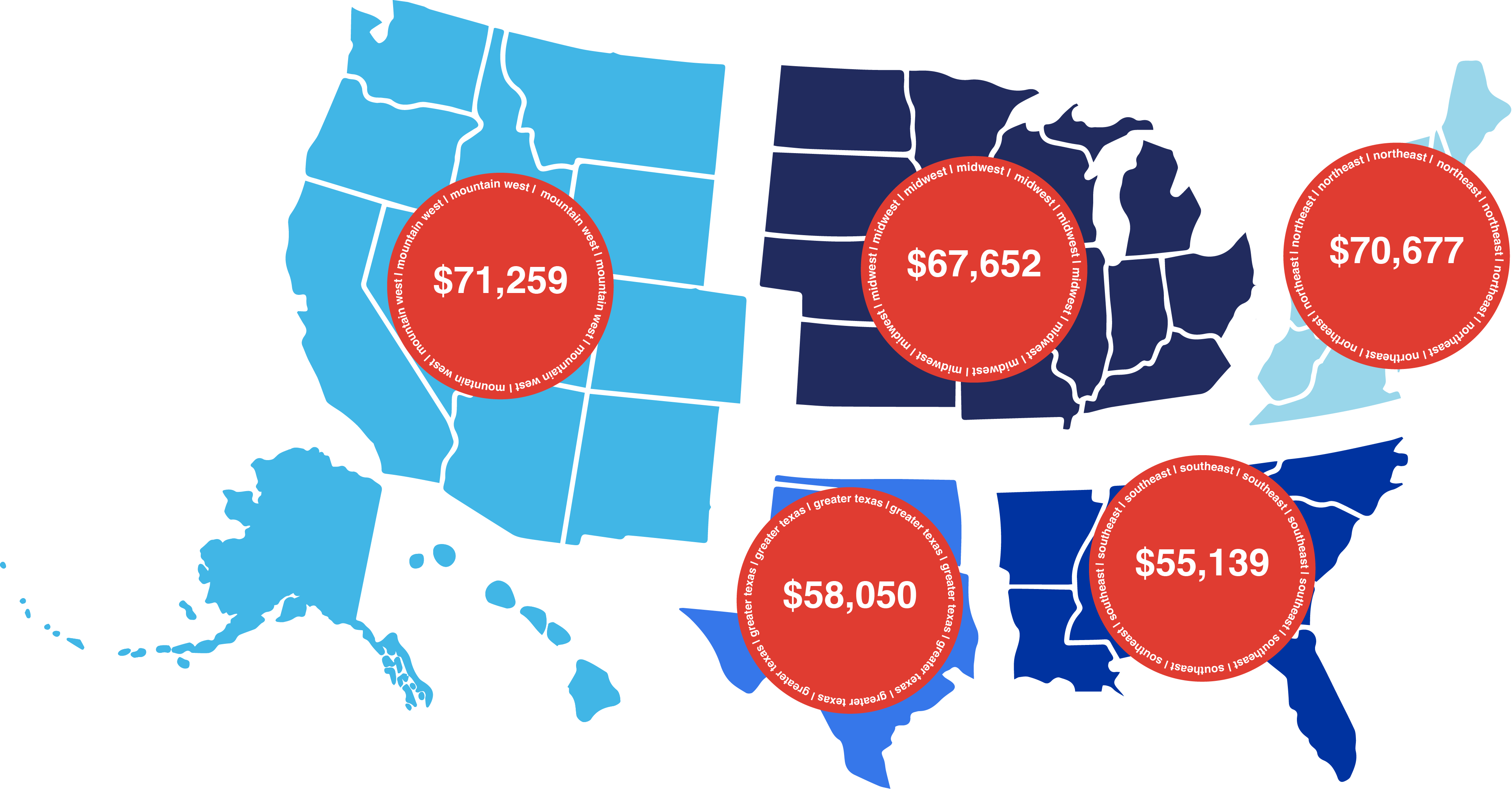 regional wages for electrical apprenticeships map in the US
